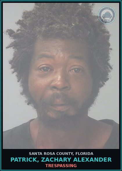 CCW arrest card for PATRICK, ZACHARY ALEXANDER in Santa Rosa County: TRESPASSING