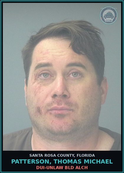 CCW arrest card for PATTERSON, THOMAS MICHAEL in Santa Rosa County: DUI-UNLAW BLD ALCH