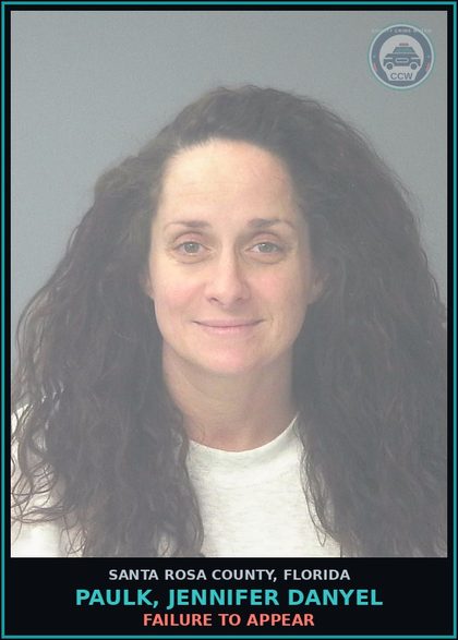 CCW arrest card for PAULK, JENNIFER DANYEL in Santa Rosa County: FAILURE TO APPEAR