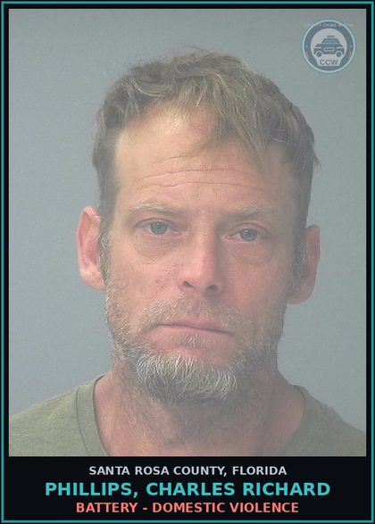 CCW arrest card for PHILLIPS, CHARLES RICHARD in Santa Rosa County: BATTERY - DOMESTIC VIOLENCE