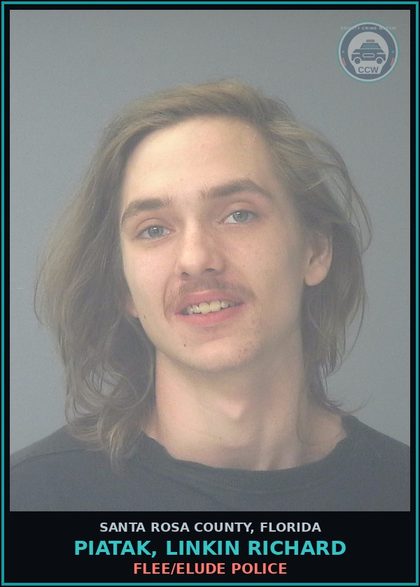 CCW arrest card for PIATAK, LINKIN RICHARD in Santa Rosa County: FLEE/ELUDE POLICE