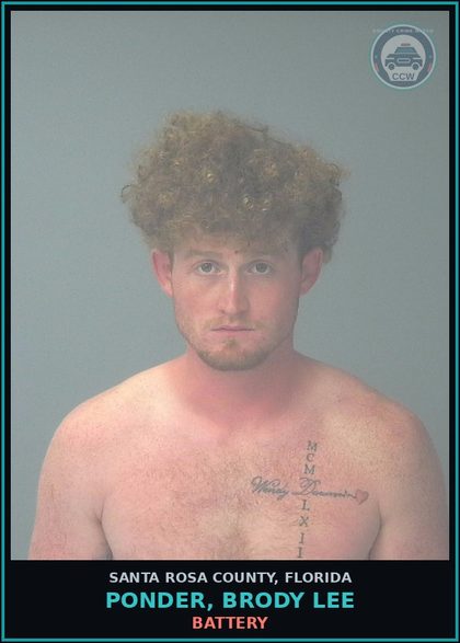 CCW arrest card for PONDER, BRODY LEE in Santa Rosa County: DUI-UNLAW BLD ALCH