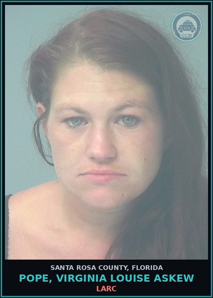 CCW arrest card for POPE, VIRGINIA LOUISE ASKEW in Santa Rosa County: LARC