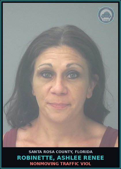 CCW arrest card for ROBINETTE, ASHLEE RENEE in Santa Rosa County: NONMOVING TRAFFIC VIOL