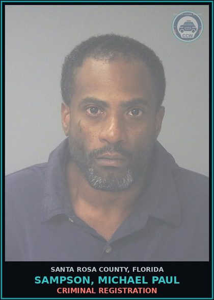 CCW arrest card for SAMPSON, MICHAEL PAUL in Santa Rosa County: CRIMINAL REGISTRATION