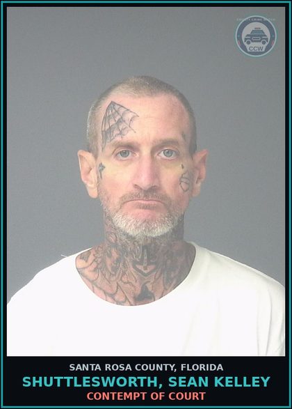 CCW arrest card for SHUTTLESWORTH, SEAN KELLEY in Santa Rosa County: CONTEMPT OF COURT