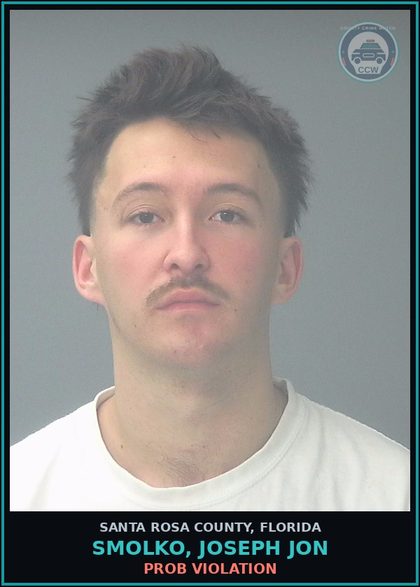 CCW arrest card for SMOLKO, JOSEPH JON in Santa Rosa County: PROB VIOLATION