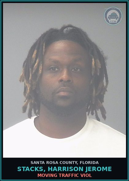 CCW arrest card for STACKS, HARRISON JEROME in Santa Rosa County: MOVING TRAFFIC VIOL