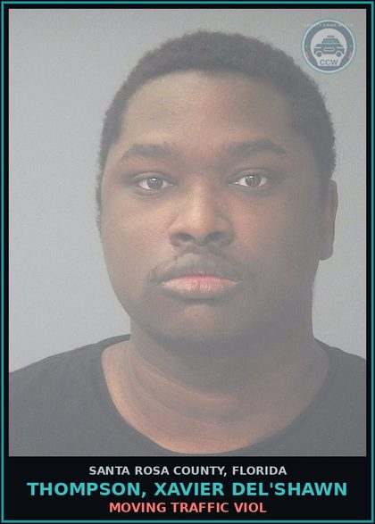 CCW arrest card for THOMPSON, XAVIER DEL'SHAWN in Santa Rosa County: MOVING TRAFFIC VIOL