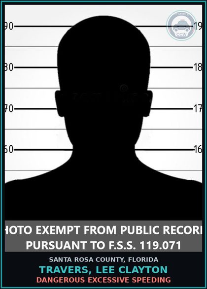 CCW arrest card for TRAVERS, LEE CLAYTON in Santa Rosa County: DANGEROUS EXCESSIVE SPEEDING
