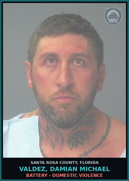 CCW arrest card for VALDEZ, DAMIAN MICHAEL in Santa Rosa County: BATTERY - DOMESTIC VIOLENCE