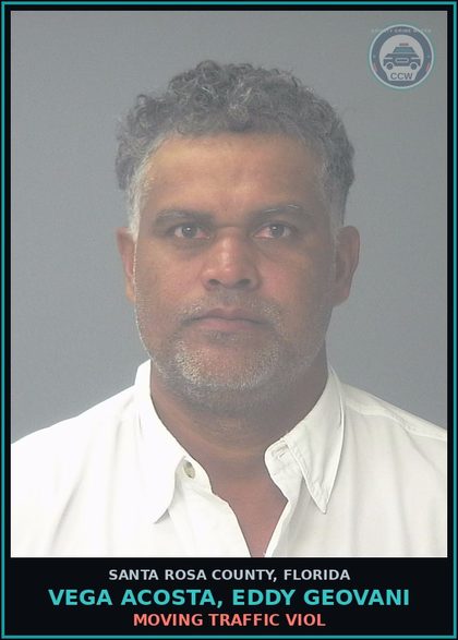 CCW arrest card for VEGA ACOSTA, EDDY GEOVANI in Santa Rosa County: MOVING TRAFFIC VIOL