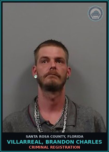 CCW arrest card for VILLARREAL, BRANDON CHARLES in Santa Rosa County: CRIMINAL REGISTRATION