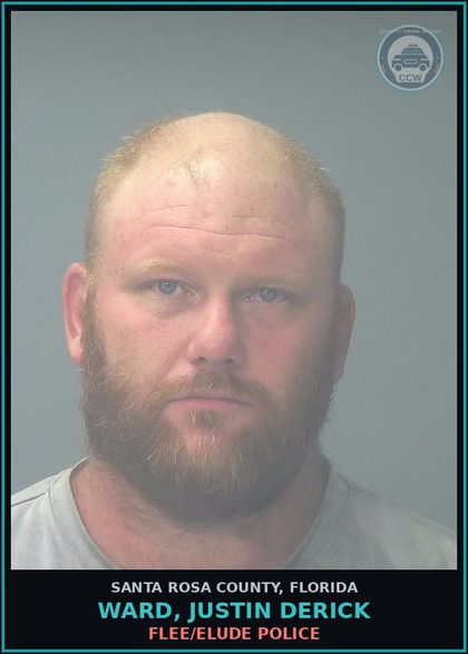 CCW arrest card for WARD, JUSTIN DERICK in Santa Rosa County: FLEE/ELUDE POLICE