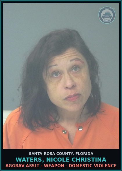 CCW arrest card for WATERS, NICOLE CHRISTINA in Santa Rosa County: AGGRAV ASSLT - WEAPON - DOMESTIC VIOLENCE