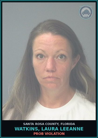 CCW arrest card for WATKINS, LAURA LEEANNE in Santa Rosa County: PROB VIOLATION