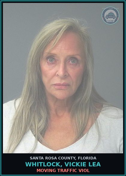 CCW arrest card for WHITLOCK, VICKIE LEA in Santa Rosa County: MOVING TRAFFIC VIOL