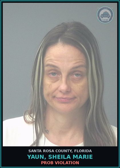 CCW arrest card for YAUN, SHEILA MARIE in Santa Rosa County: PROB VIOLATION