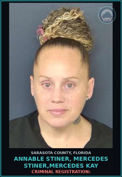 CCW arrest card for ANNABLE STINER, MERCEDES STINER,MERCEDES KAY in Sarasota County: CRIMINAL REGISTRATION: