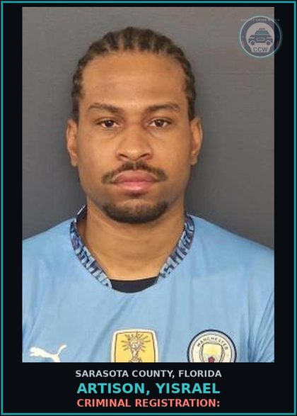 CCW arrest card for ARTISON, YISRAEL in Sarasota County: CRIMINAL REGISTRATION:
