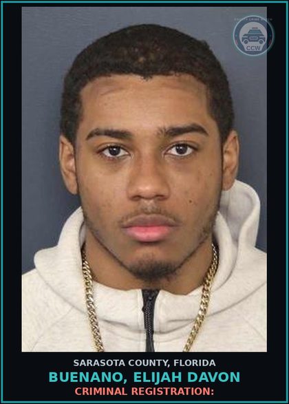 CCW arrest card for BUENANO, ELIJAH DAVON in Sarasota County: CRIMINAL REGISTRATION: