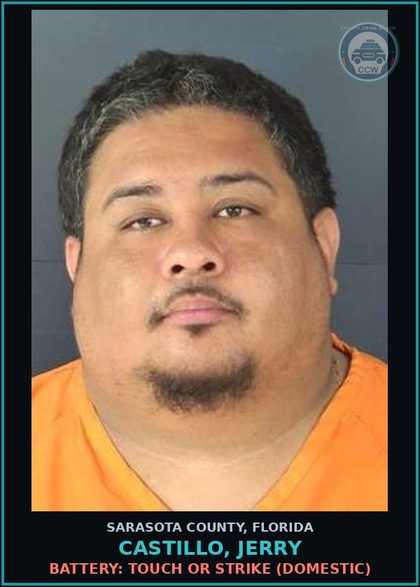CCW arrest card for CASTILLO, JERRY in Sarasota County: BATTERY: TOUCH OR STRIKE (DOMESTIC)