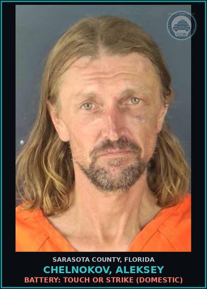 CCW arrest card for CHELNOKOV, ALEKSEY in Sarasota County: BATTERY: TOUCH OR STRIKE (DOMESTIC)