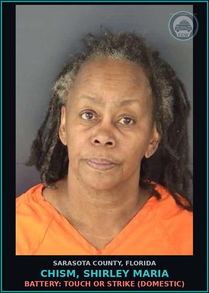 CCW arrest card for CHISM, SHIRLEY MARIA in Sarasota County: BATTERY: TOUCH OR STRIKE (DOMESTIC)