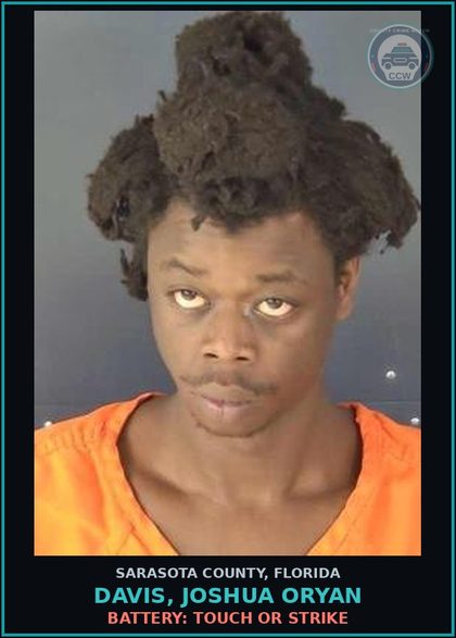CCW arrest card for DAVIS, JOSHUA ORYAN in Sarasota County: BATTERY: TOUCH OR STRIKE