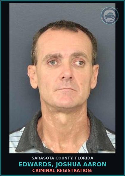 CCW arrest card for EDWARDS, JOSHUA AARON in Sarasota County: CRIMINAL REGISTRATION: