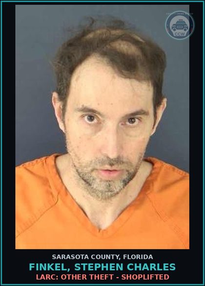 CCW arrest card for FINKEL, STEPHEN CHARLES in Sarasota County: LARC: OTHER THEFT - SHOPLIFTED