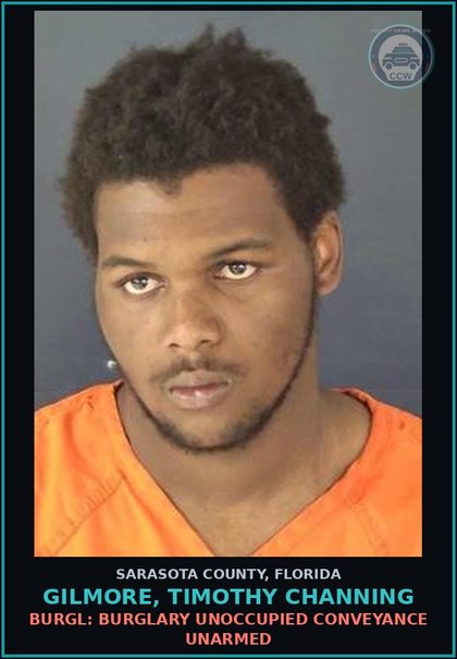 CCW arrest card for GILMORE, TIMOTHY CHANNING in Sarasota County: BURGL: BURGLARY UNOCCUPIED CONVEYANCE UNARMED