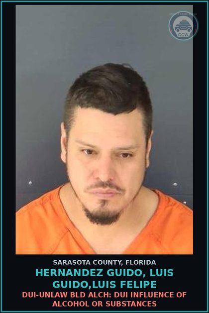 CCW arrest card for HERNANDEZ GUIDO, LUIS GUIDO,LUIS FELIPE in Sarasota County: FLEE/ELUDE POLICE: FAIL TO OBEY LEO ORDER TO STOP