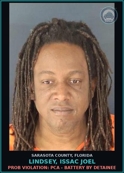 CCW arrest card for LINDSEY, ISSAC JOEL in Sarasota County: PROB VIOLATION: PCA - ROBB. NO GUN/DDLY.WPN