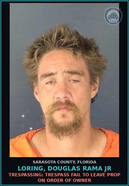 CCW arrest card for LORING, DOUGLAS RAMA JR in Sarasota County: SUBSTANCE EQUIP-POSSESS: AND OR USE