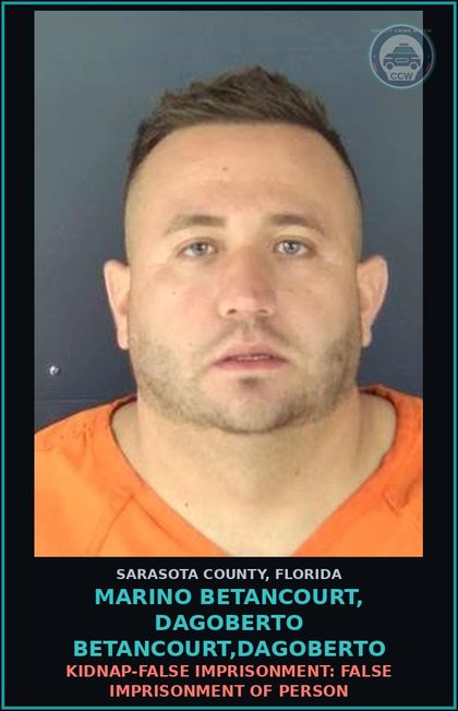 CCW arrest card for MARINO BETANCOURT, DAGOBERTO BETANCOURT,DAGOBERTO in Sarasota County: KIDNAP-FALSE IMPRISONMENT: FALSE IMPRISONMENT OF PERSON