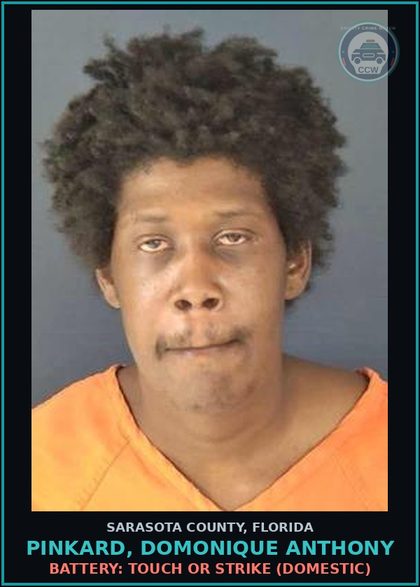 CCW arrest card for PINKARD, DOMONIQUE ANTHONY in Sarasota County: BATTERY: TOUCH OR STRIKE (DOMESTIC)