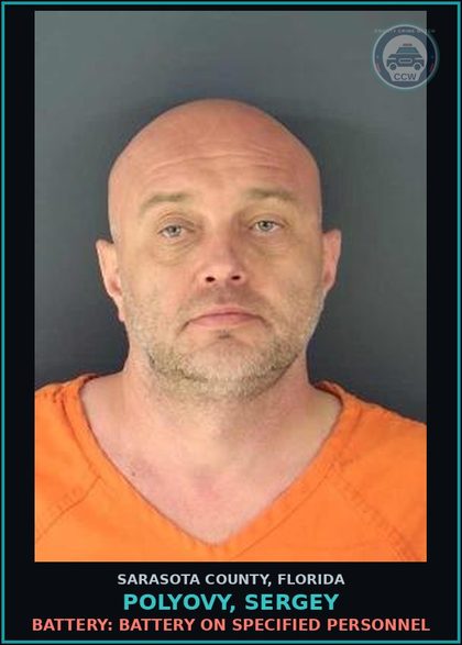 CCW arrest card for POLYOVY, SERGEY in Sarasota County: BATTERY: BATTERY ON SPECIFIED PERSONNEL