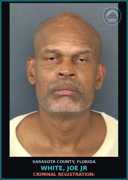 CCW arrest card for WHITE, JOE JR in Sarasota County: CRIMINAL REGISTRATION: