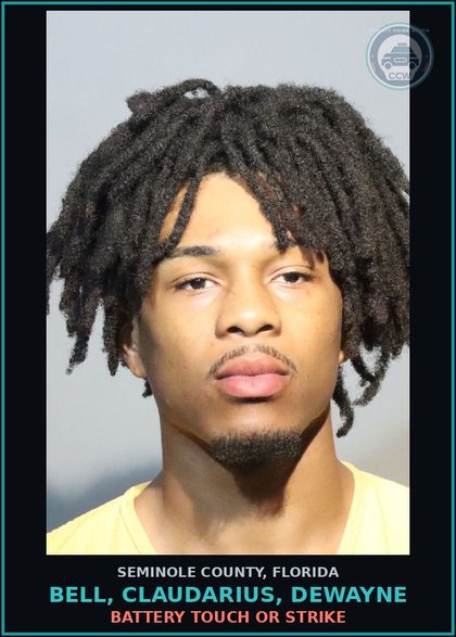 CCW arrest card for BELL, CLAUDARIUS, DEWAYNE in Seminole County: BATTERY TOUCH OR STRIKE