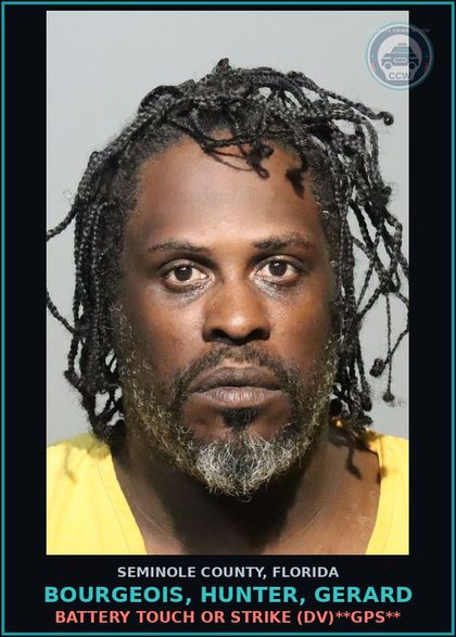 CCW arrest card for BOURGEOIS, HUNTER, GERARD in Seminole County: BATTERY TOUCH OR STRIKE (DV)**GPS**