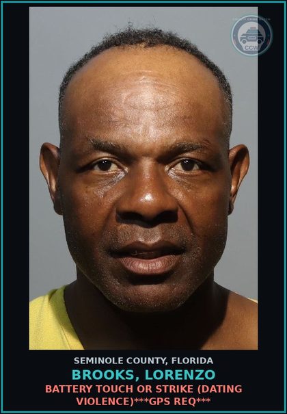 CCW arrest card for BROOKS, LORENZO in Seminole County: HOLD FOR PICKUP-STATE GPS