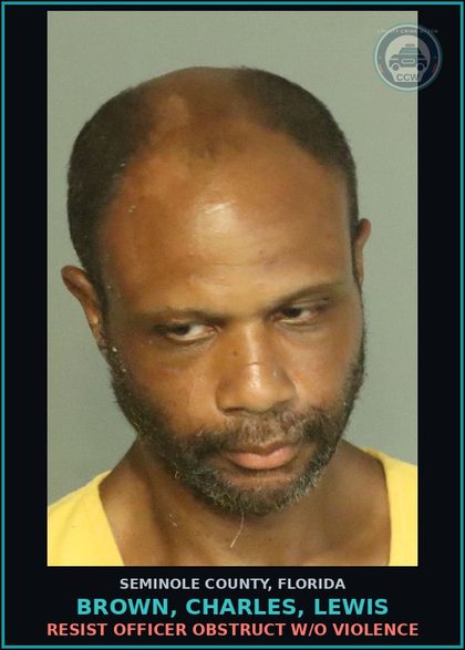 CCW arrest card for BROWN, CHARLES, LEWIS in Seminole County: DRUG EQUIP-POSSESS AND OR USE