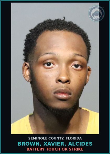 CCW arrest card for BROWN, XAVIER, ALCIDES in Seminole County: BATTERY TOUCH OR STRIKE