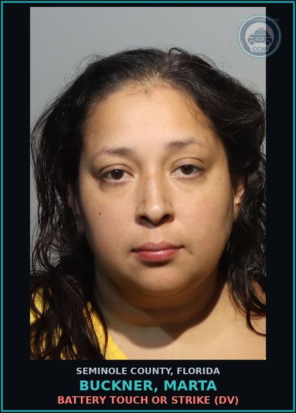 CCW arrest card for BUCKNER, MARTA in Seminole County: BATTERY TOUCH OR STRIKE (DV)