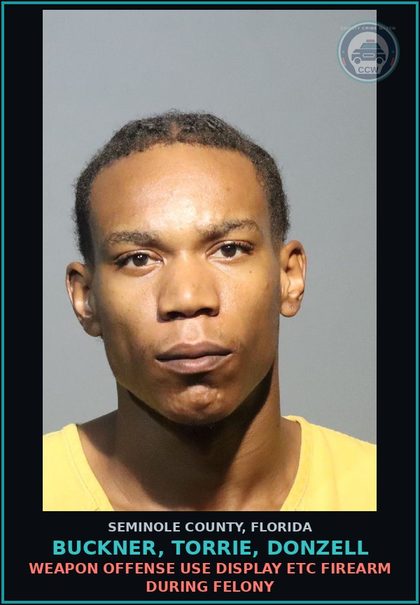 CCW arrest card for BUCKNER, TORRIE, DONZELL in Seminole County: DRUGS-POSSESSION OF Canna WITH INTENT SELL/MFG/DELIV CTRL SUB SCHEDULE I