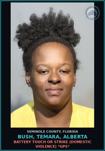 CCW arrest card for BUSH, TEMARA, ALBERTA in Seminole County: TIBB 9.26.26 | DWLSR REVOCATION EQUIV STATUS 2ND SUBS OFF