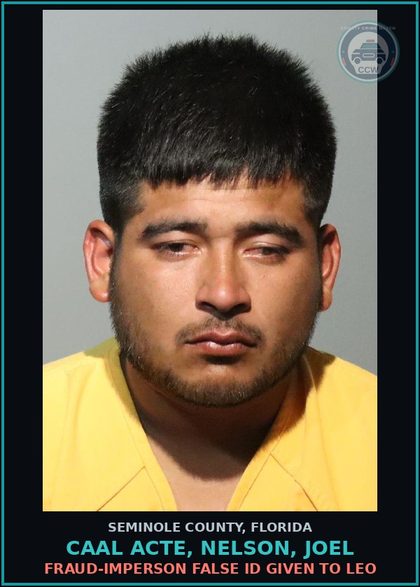 CCW arrest card for CAAL ACTE, NELSON, JOEL in Seminole County: HOLD FOR IMMIGRATION DETAINER IN FILE