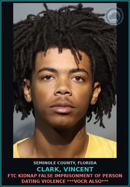 CCW arrest card for CLARK, VINCENT in Seminole County: FTC BATTERY TOUCH OR STRIKE DATING VIOLENCE ***VOCR ALSO***
