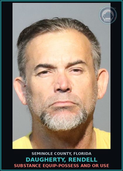 CCW arrest card for DAUGHERTY, RENDELL in Seminole County: DRUG EQUIP-POSSESS AND OR USE
